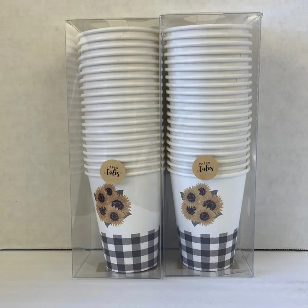 Paper Tales Hot & Cold Cups Sunflowers on Cream 20 Per Pack, 2 Packs